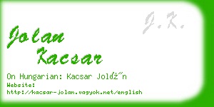 jolan kacsar business card